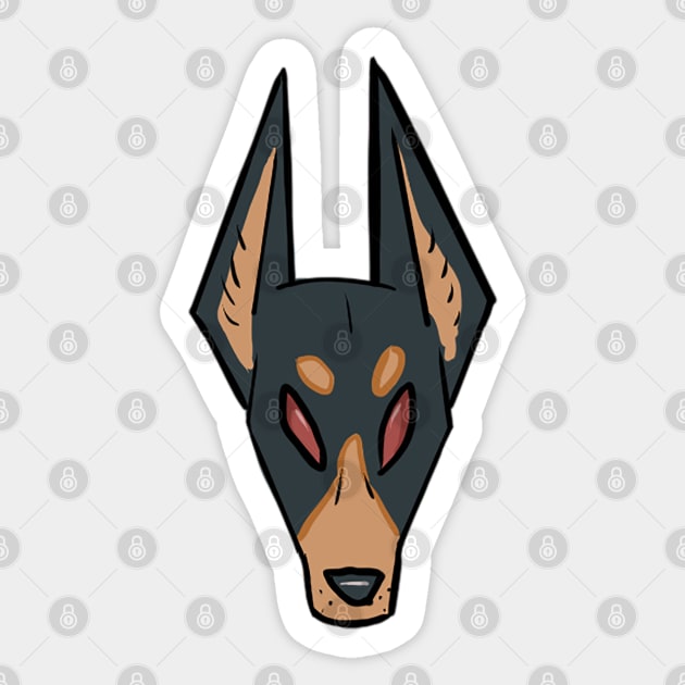 Doberman Head Sticker by CloudWalkerDesigns